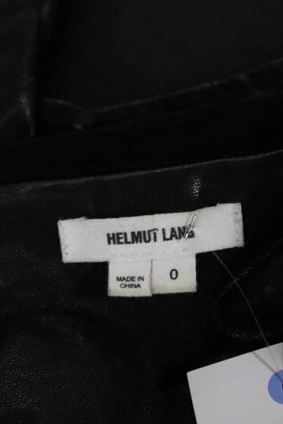 Helmut Lang Womens Black Lamb Leather Motorcycle Jacket 3/4 Sleeve Size 0