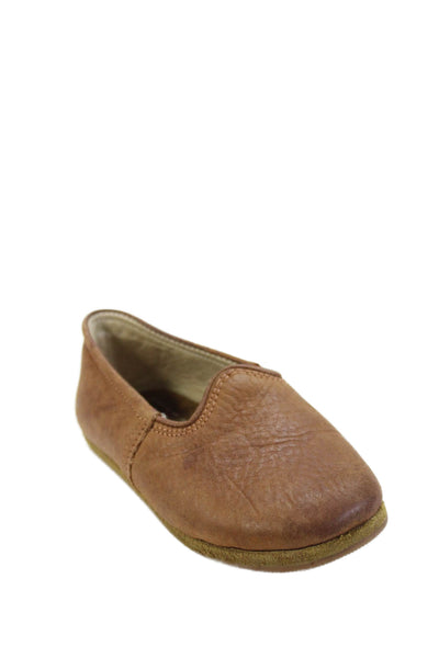Sabah Girls Leather Distressed Slip-On Loafer Shoes Brown Size 8.5