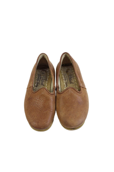 Sabah Girls Leather Distressed Slip-On Loafer Shoes Brown Size 8.5