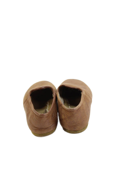 Sabah Girls Leather Distressed Slip-On Loafer Shoes Brown Size 8.5