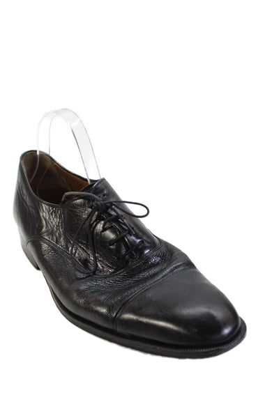 Peter Huber Mens Leather Lace-Up Round Toe Oxford Dress Shoes Black Size 12