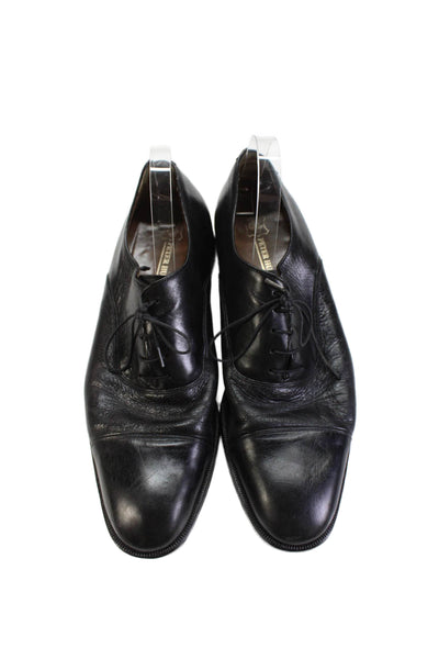 Peter Huber Mens Leather Lace-Up Round Toe Oxford Dress Shoes Black Size 12