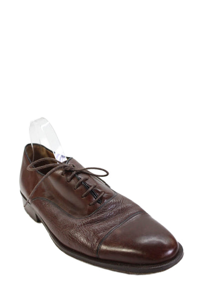 Peter Huber Mens Leather Lace-Up Round Toe Oxford Dress Shoes Brown Size 12