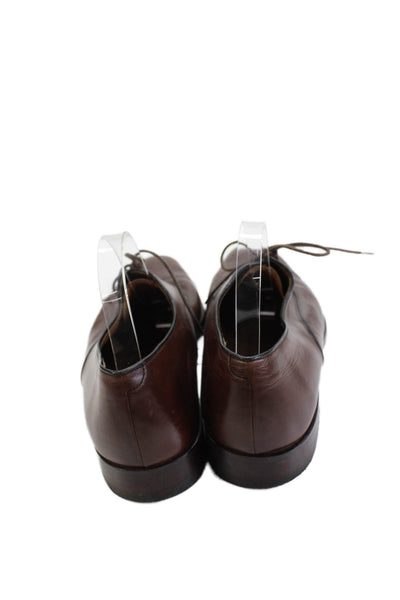 Peter Huber Mens Leather Lace-Up Round Toe Oxford Dress Shoes Brown Size 12