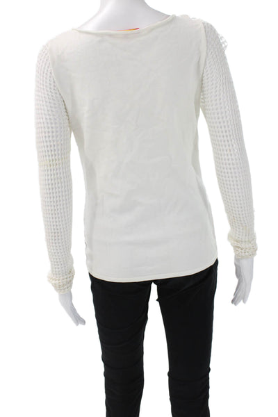 Catherine Catherine Malandrino Womens White Striped Sweater Long Sleeve Size S