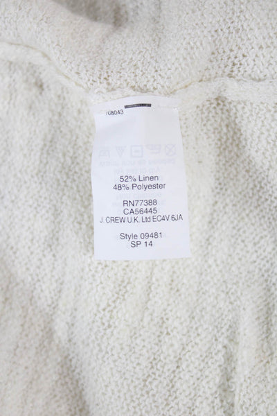 J Crew Women Beige Pullover Sweaters 3/4 Sleeve Round Neck Linen Blend Size 2XS