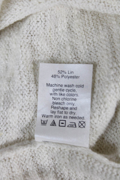J Crew Women Beige Pullover Sweaters 3/4 Sleeve Round Neck Linen Blend Size 2XS