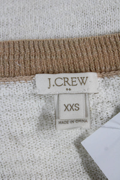 J Crew Women Beige Pullover Sweaters 3/4 Sleeve Round Neck Linen Blend Size 2XS