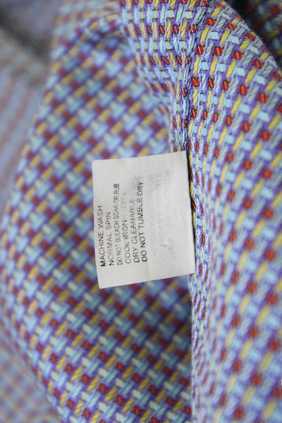 Etro Milano Mens Cotton Geometric Print Button Down Shirt Blue Size 40