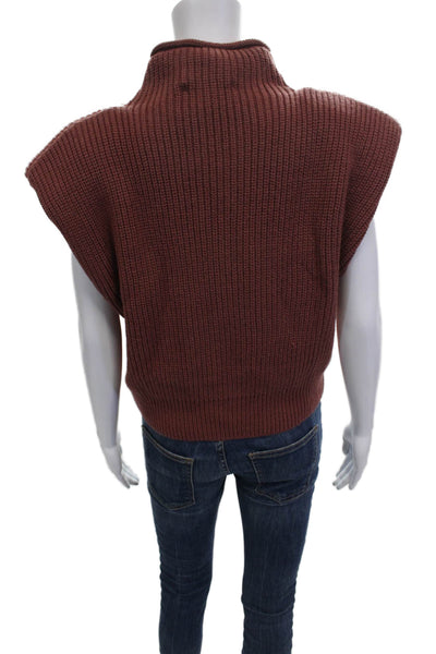 Zara Unisex Brown Sleeveless Mock Neck Pullover Vest Acrylic Size M