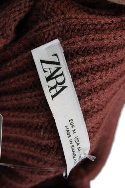 Zara Unisex Brown Sleeveless Mock Neck Pullover Vest Acrylic Size M