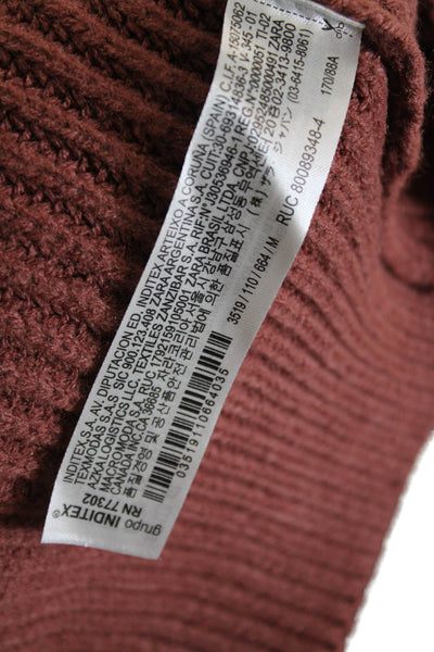 Zara Unisex Brown Sleeveless Mock Neck Pullover Vest Acrylic Size M