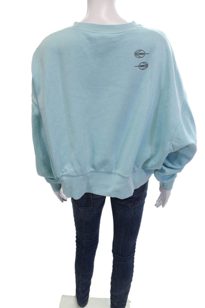 Nike Womens Pullover Sweatshirt Light Blue Cotton Long Sleeve Size M