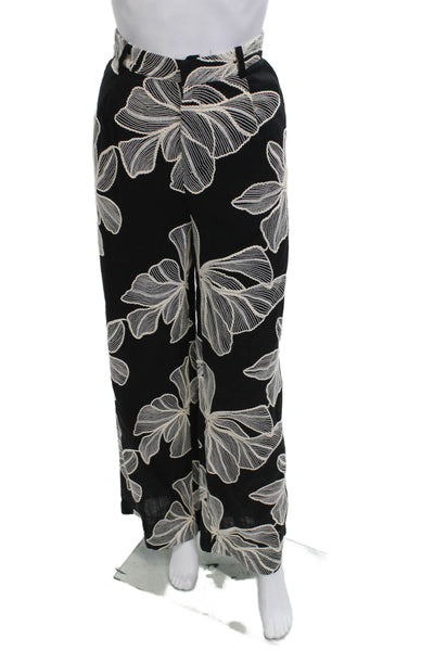 Allison Women Black Floral Dress Pants Size 8