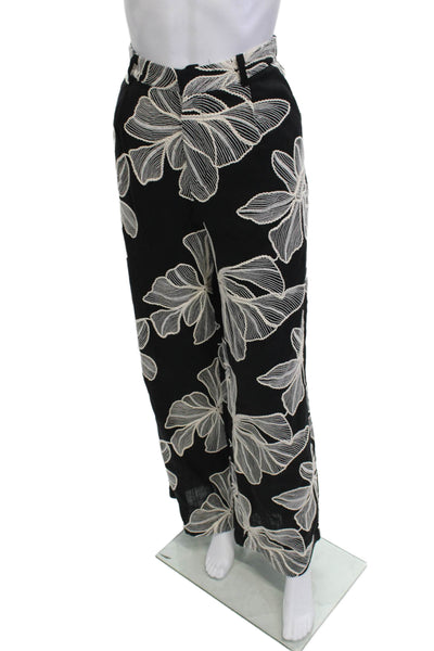 Allison Women Black Floral Dress Pants Size 8