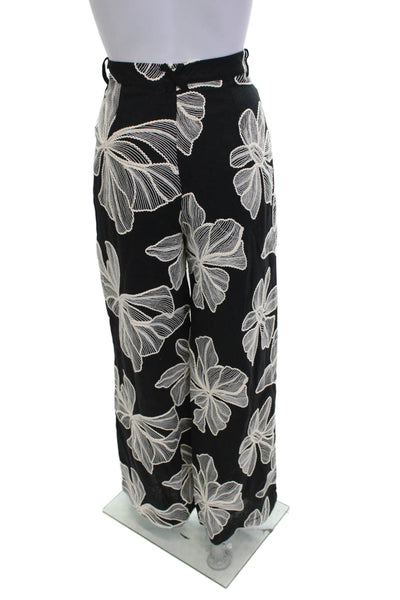 Allison Women Black Floral Dress Pants Size 8