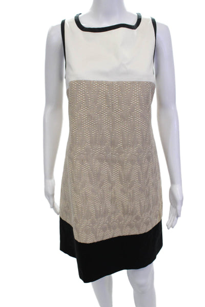 Karen Millen Womens Beige Shift Dress Sleeveless Round Neck Knee Length Size 12