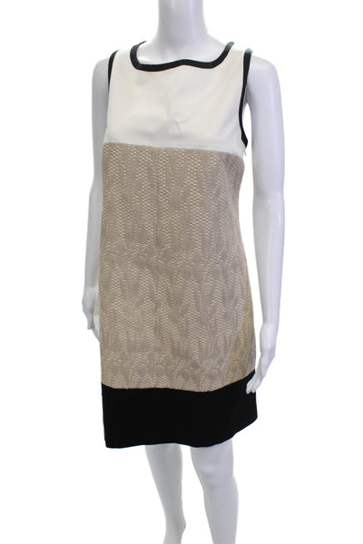 Karen Millen Womens Beige Shift Dress Sleeveless Round Neck Knee Length Size 12