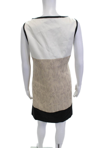 Karen Millen Womens Beige Shift Dress Sleeveless Round Neck Knee Length Size 12