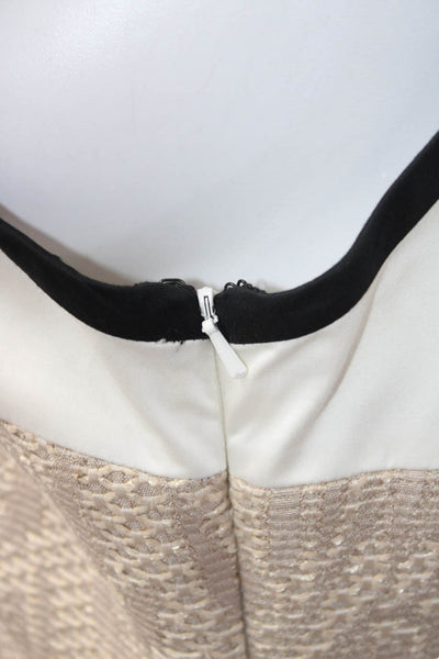 Karen Millen Womens Beige Shift Dress Sleeveless Round Neck Knee Length Size 12