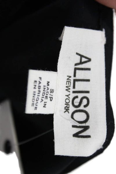 Allison Womens Fit & Flare Black Floral V-Neck Long Sleeve Dress Size S