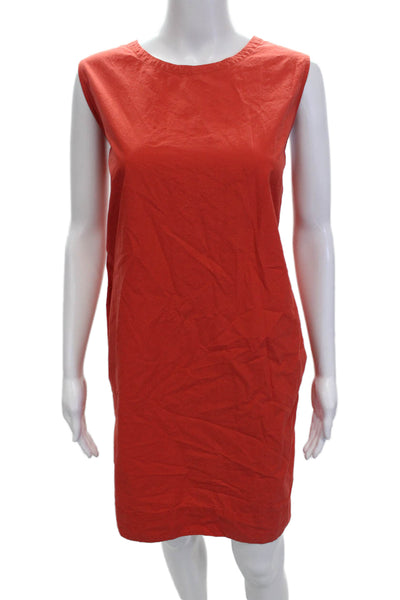 Eileen Fisher Womens Red Sleeveless Shift Dress Organic Cotton Crew Neck Size XL