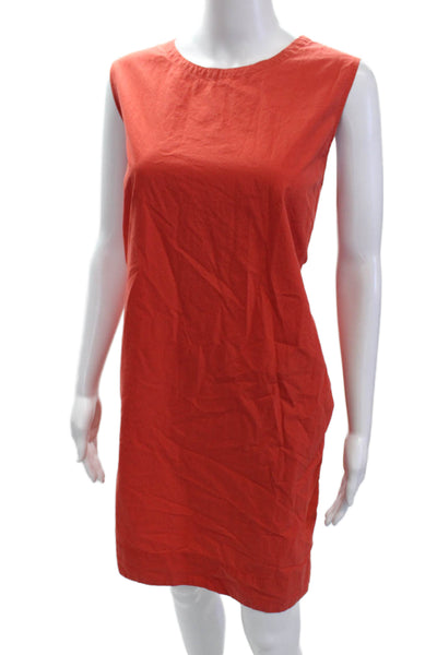 Eileen Fisher Womens Red Sleeveless Shift Dress Organic Cotton Crew Neck Size XL