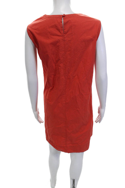 Eileen Fisher Womens Red Sleeveless Shift Dress Organic Cotton Crew Neck Size XL