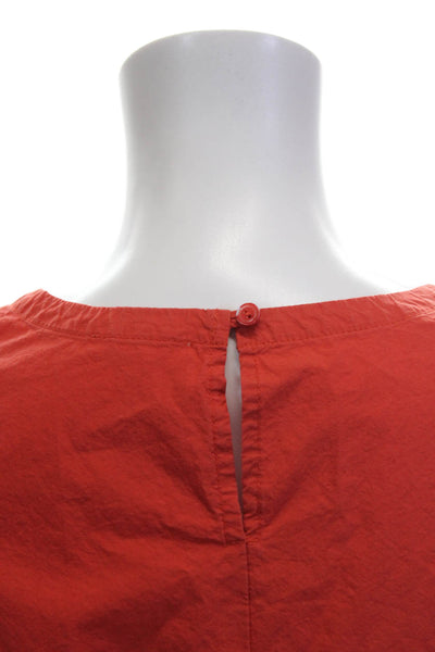 Eileen Fisher Womens Red Sleeveless Shift Dress Organic Cotton Crew Neck Size XL