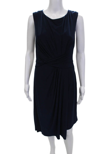Adrianna Papell Womens Sheath Dress Dark Blue Sleeveless Round Neck Size 6