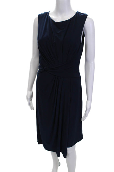 Adrianna Papell Womens Sheath Dress Dark Blue Sleeveless Round Neck Size 6