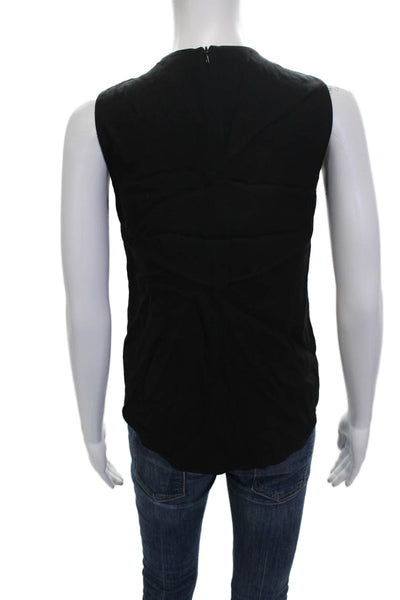 ALC Womens Silk Floral Sleeveless Zip Tank Round Neck Black Size 2