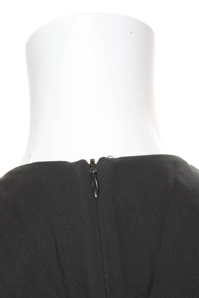 ALC Womens Silk Floral Sleeveless Zip Tank Round Neck Black Size 2