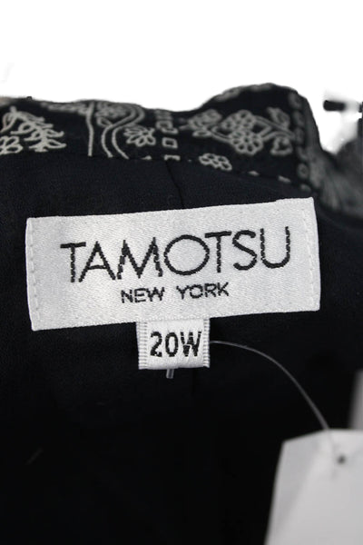 Tamotsu Women Kimono Blouse Black Silk Paisley V-Neck Short Sleeve Size 20W