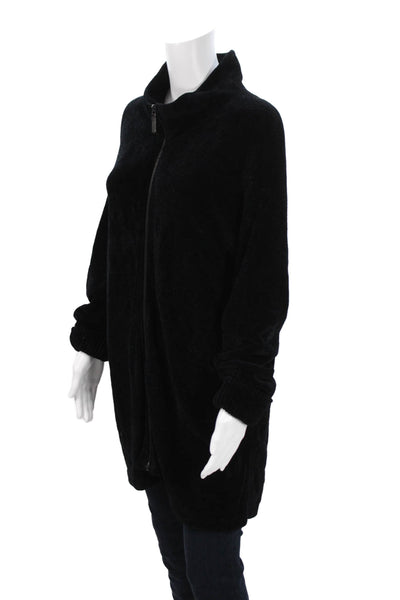 Searle Womens Black Cotton High Neck Long Sleeve Coatigan Zip Size M