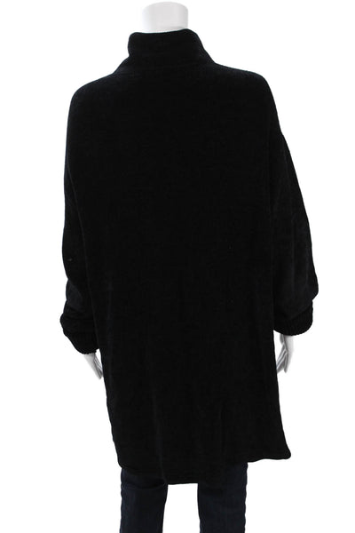 Searle Womens Black Cotton High Neck Long Sleeve Coatigan Zip Size M
