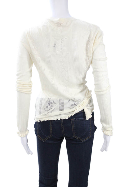 Kier + J Womens Silk Beige V Neck Tie Long Sleeve Bohemian Blouse Size XL