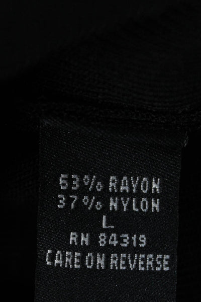Cyrus Womens Pullover Sweater Black V Neck Long Sleeve Rayon Nylon Blend Size L