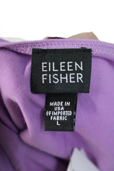 Eileen Fisher Women Purple V-Neck Long Sleeve Blouse Cotton Lycra Size L