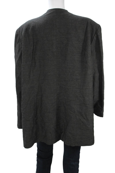 Tamotsu Women Dark Gray Classic Button Blazer V Neck Long Sleeve Size 20W