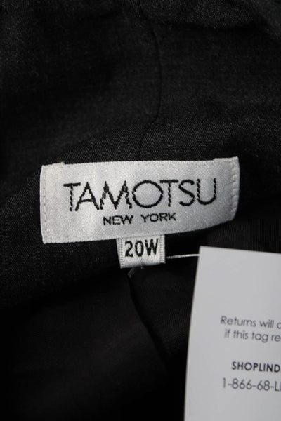 Tamotsu Women Dark Gray Classic Button Blazer V Neck Long Sleeve Size 20W