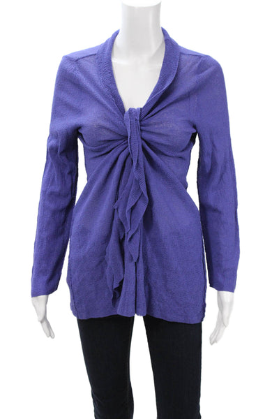 Damask Unisex Cardigan Sweater Purple Tie Closure Long Sleeve Size L