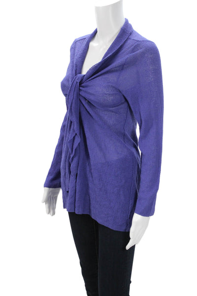Damask Unisex Cardigan Sweater Purple Tie Closure Long Sleeve Size L