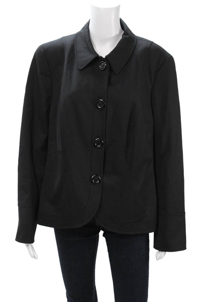 Lafayette 148 New York Womens Black Wool Blend Button Jacket Size 14