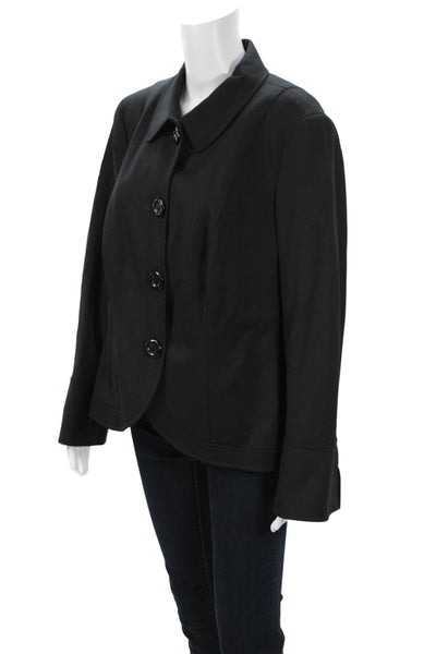 Lafayette 148 New York Womens Black Wool Blend Button Jacket Size 14