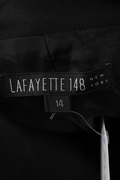 Lafayette 148 New York Womens Black Wool Blend Button Jacket Size 14