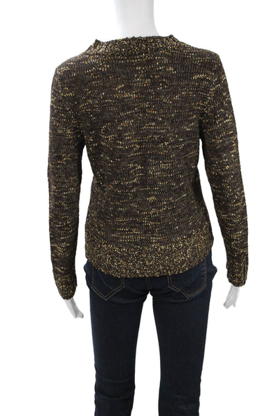 Duna Women Brown V-Neck Viscose Long Sleeve Pullover Sweater Size M
