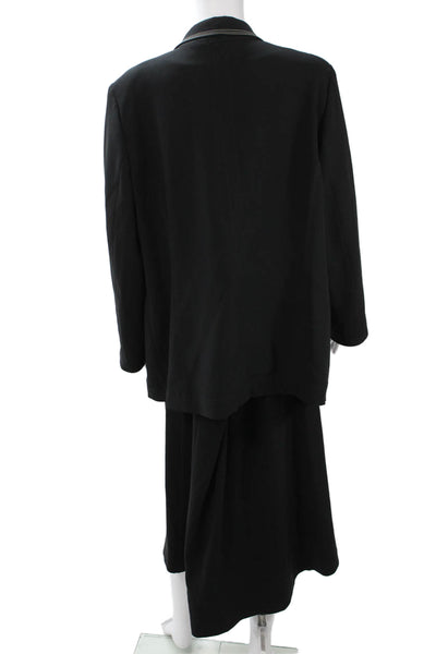 Voyage Women 2 Piece Suit Black V-Neck Button Long Sleeve Polyester Size M