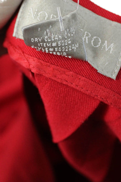 Nordstrom Womens Pleated Knee Length Linen Solid Red Skirt Size 16