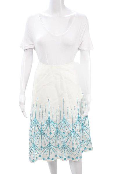 Lafayette 148 New York Womens A-Line Linen Skirt White Size 16